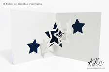 cartão, kirigami, natal, estrela, tridimensional